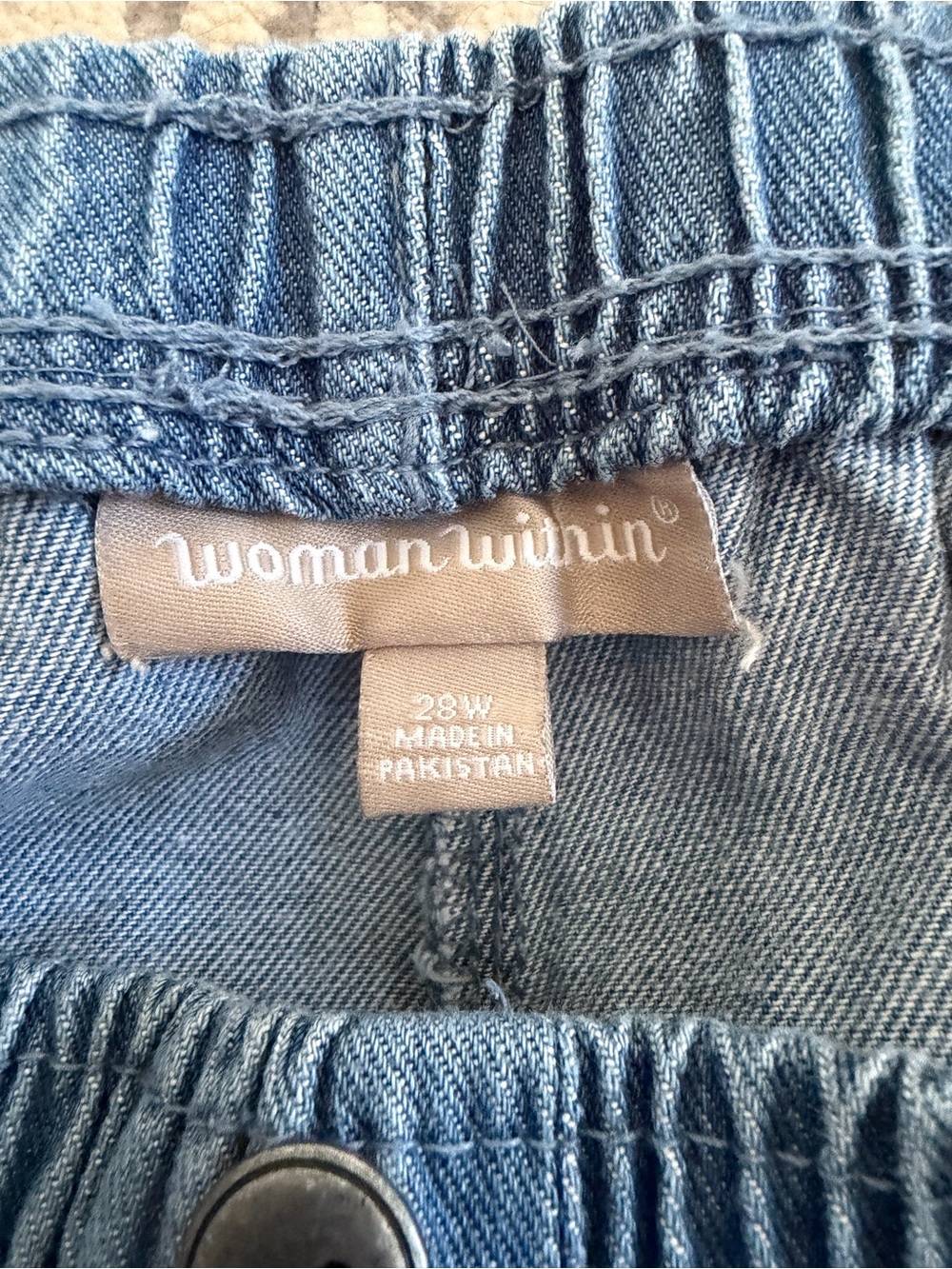 Woman Within Light Blue Elastic Waist Jeans Capris